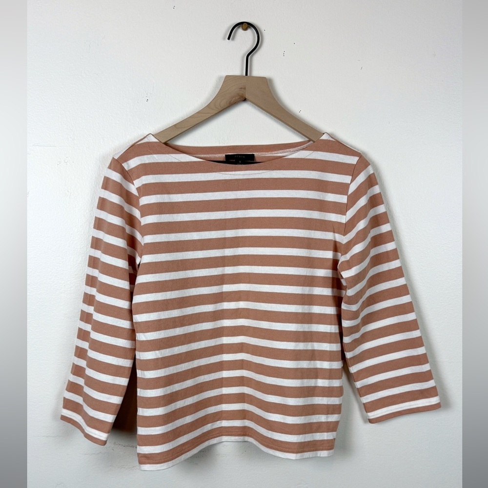 J. Crew  striped nude and white mariner boat neck shirt small